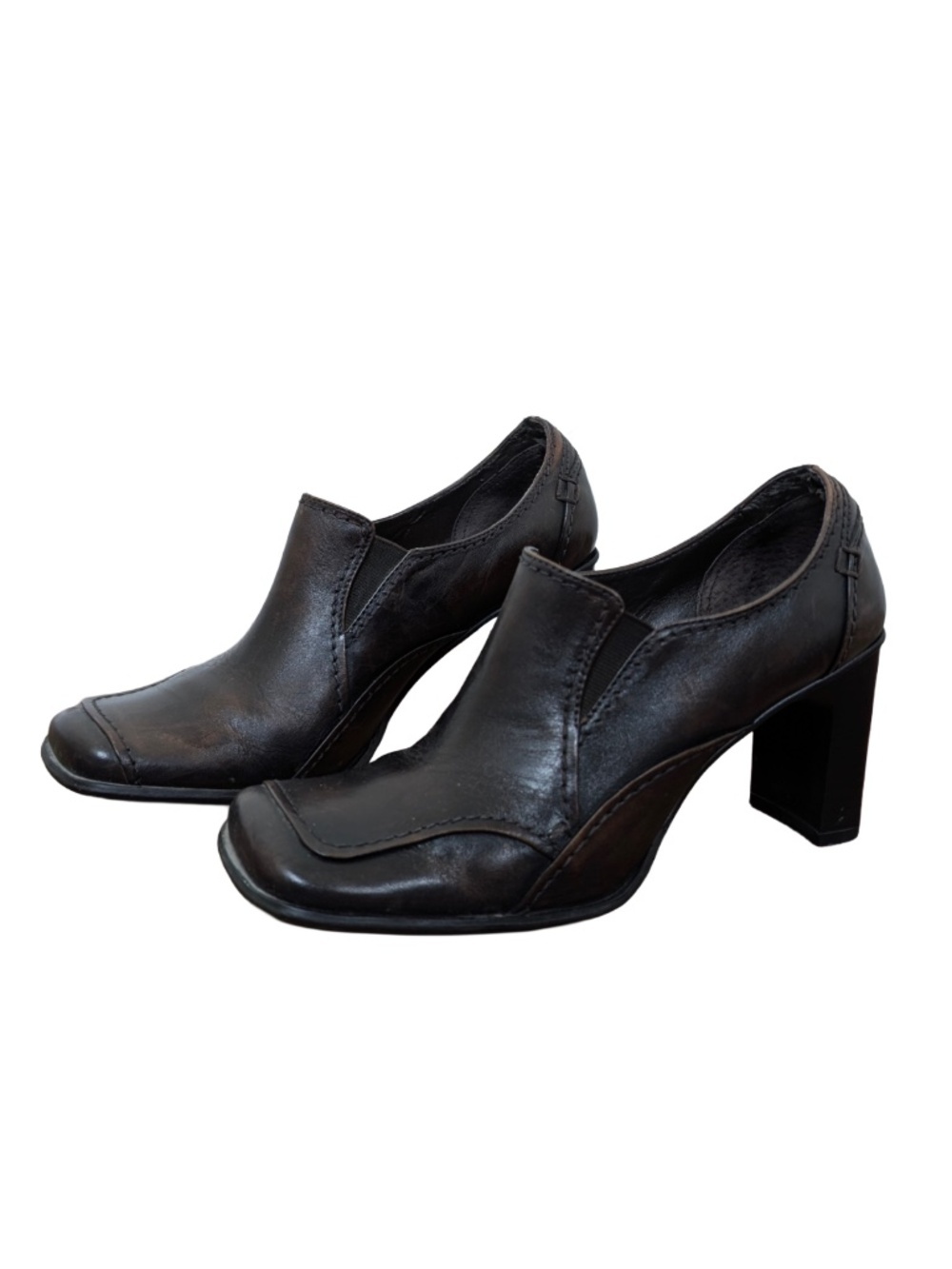 Spring Oxford Pumps Square Toe Heels Brown Size 8.5 Y2K